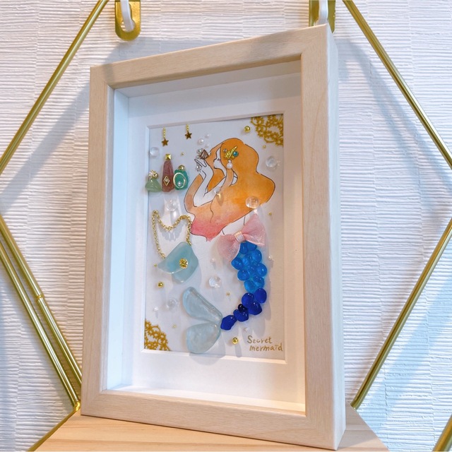 シーグラスアート 天然石アート 人魚姫の通販 by tata's shop｜ラクマ