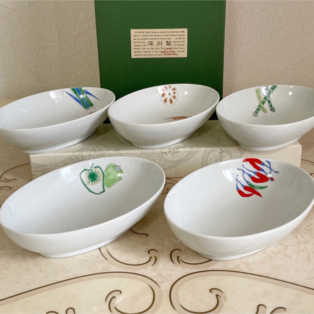 よーりん様専用 有田焼 深川製磁 野菜 楕円鉢揃え5枚 茶碗2客の通販