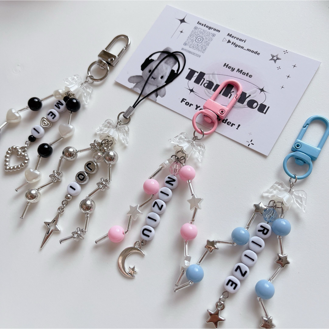 no,122 ME:I♡韓国ビーズキーホルダーストラップ 推し アイドル トレカ