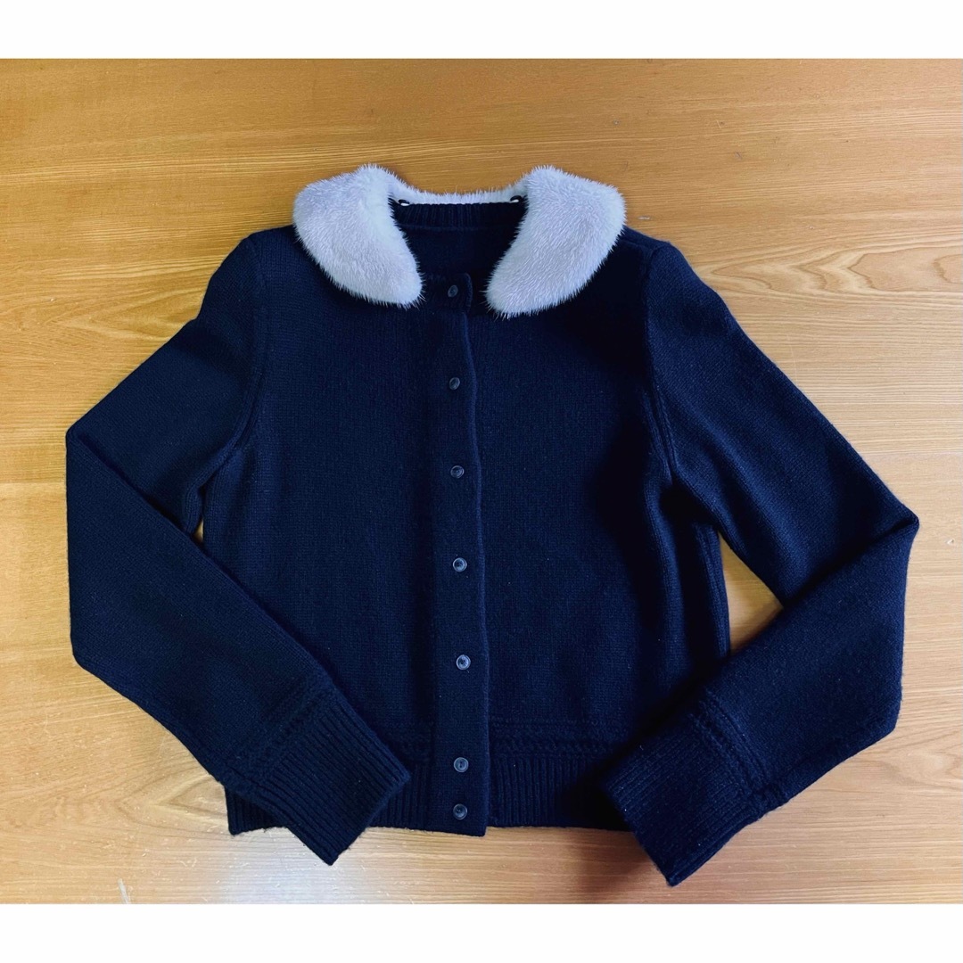 FOXEY - Foxeyフォクシー ミンク襟カシミヤニットカーディガン40美品の