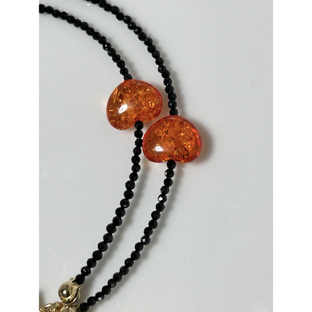 淡水パール 琥珀 ハート ブラックスピネル 2way マスク メガネチェーン