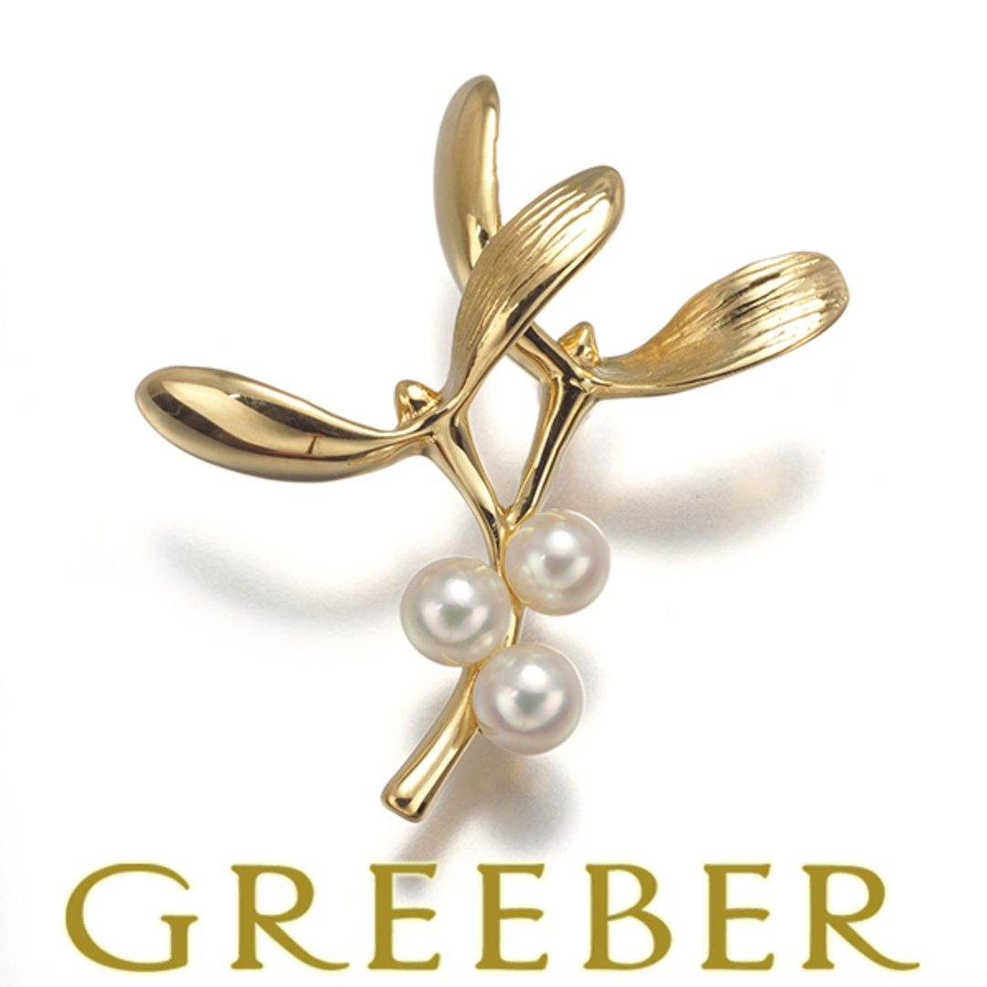 MIKIMOTO - ミキモト ブローチ ベビーパール 真珠 3.8mm リーフ ピン
