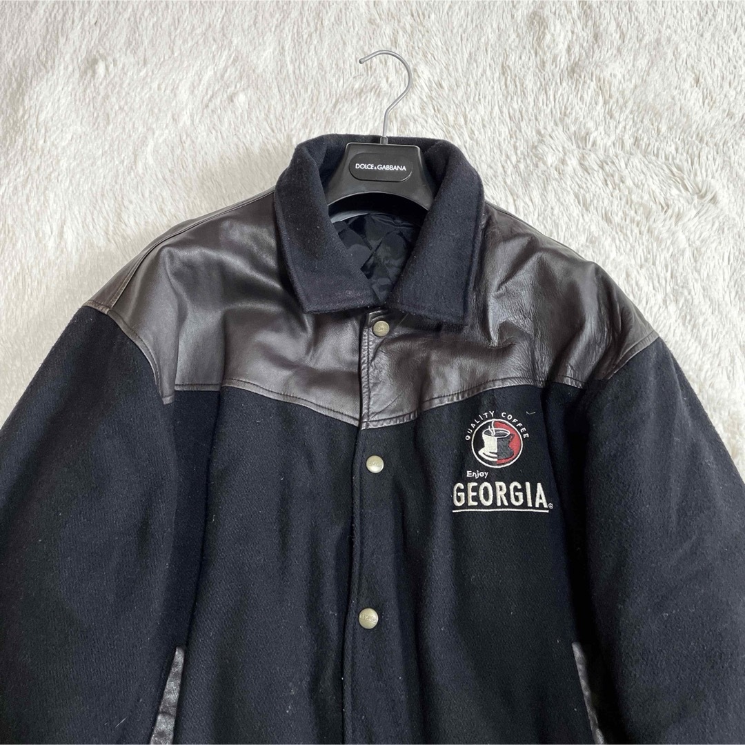 希少 限定 GEORGIA 羊革 ウール スタジャン レザージャケット ラムの