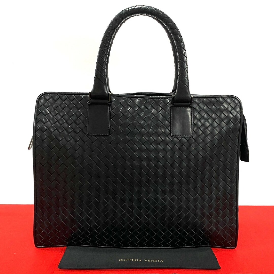 ボッテガヴェネタビジネスバッグイントレチャートレザーブラックA4可能