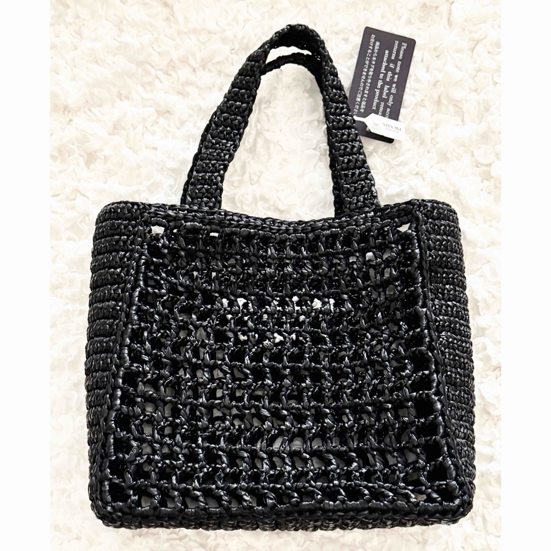PRADA - ☆新品☆PRADA プラダ☆ラフィア トートバッグ 黒 カゴバッグ