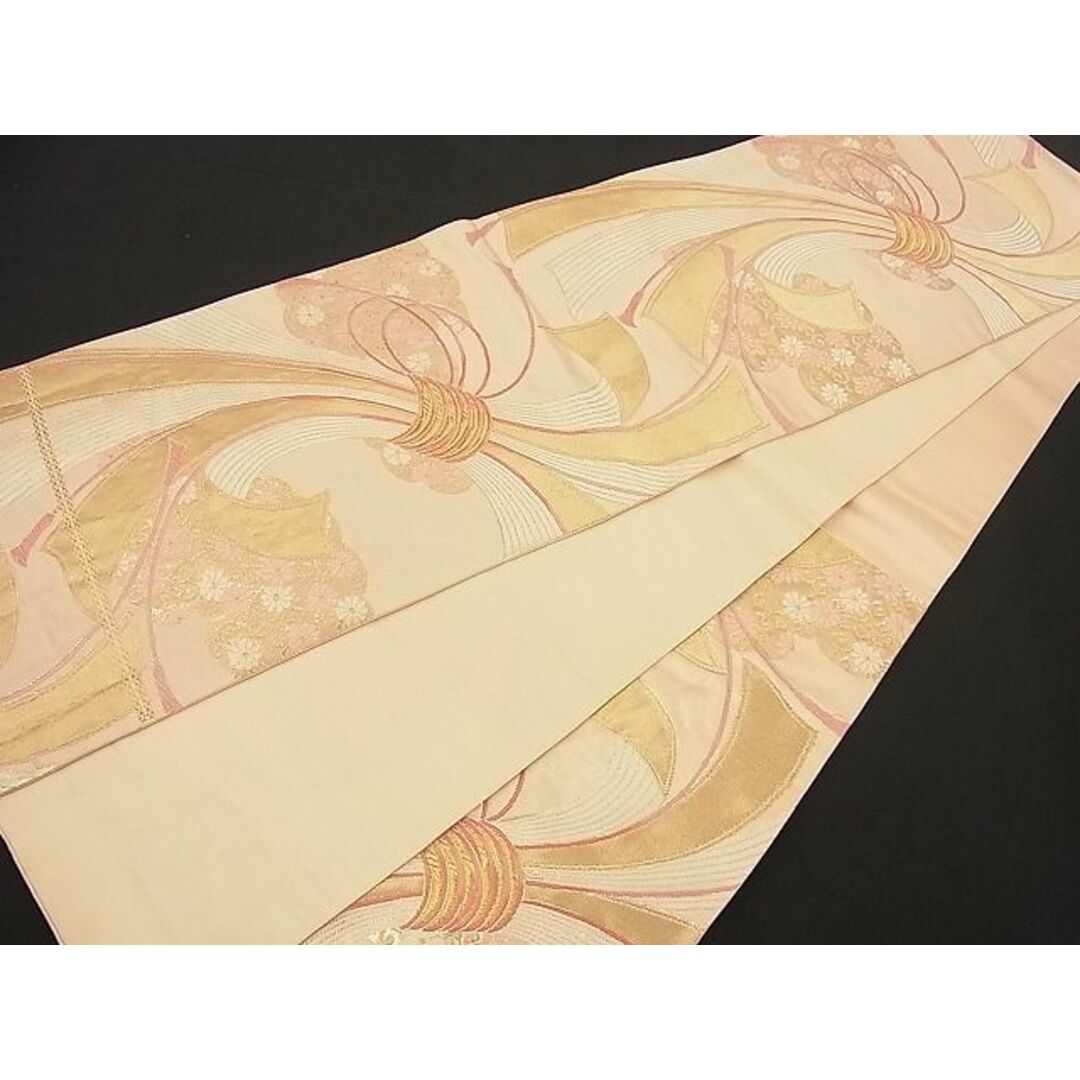 平和屋着物□六通柄袋帯 唐織 束ね熨斗花唐草文 金糸 逸品 n-bj0532の