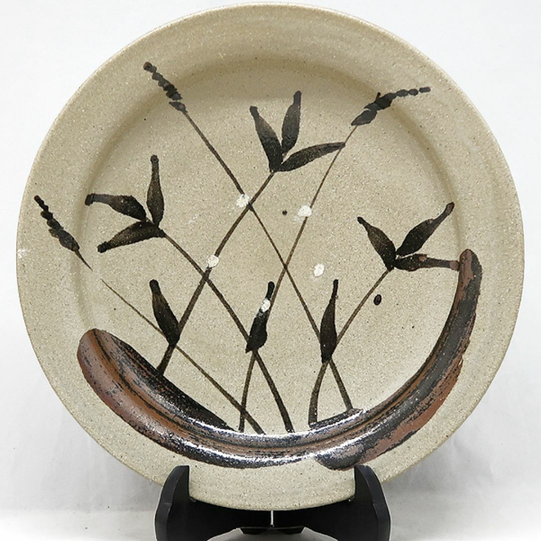 未使用 唐津焼 十三代 中里太郎右衛門 絵唐津 額皿 24.5 箱付 太郎右