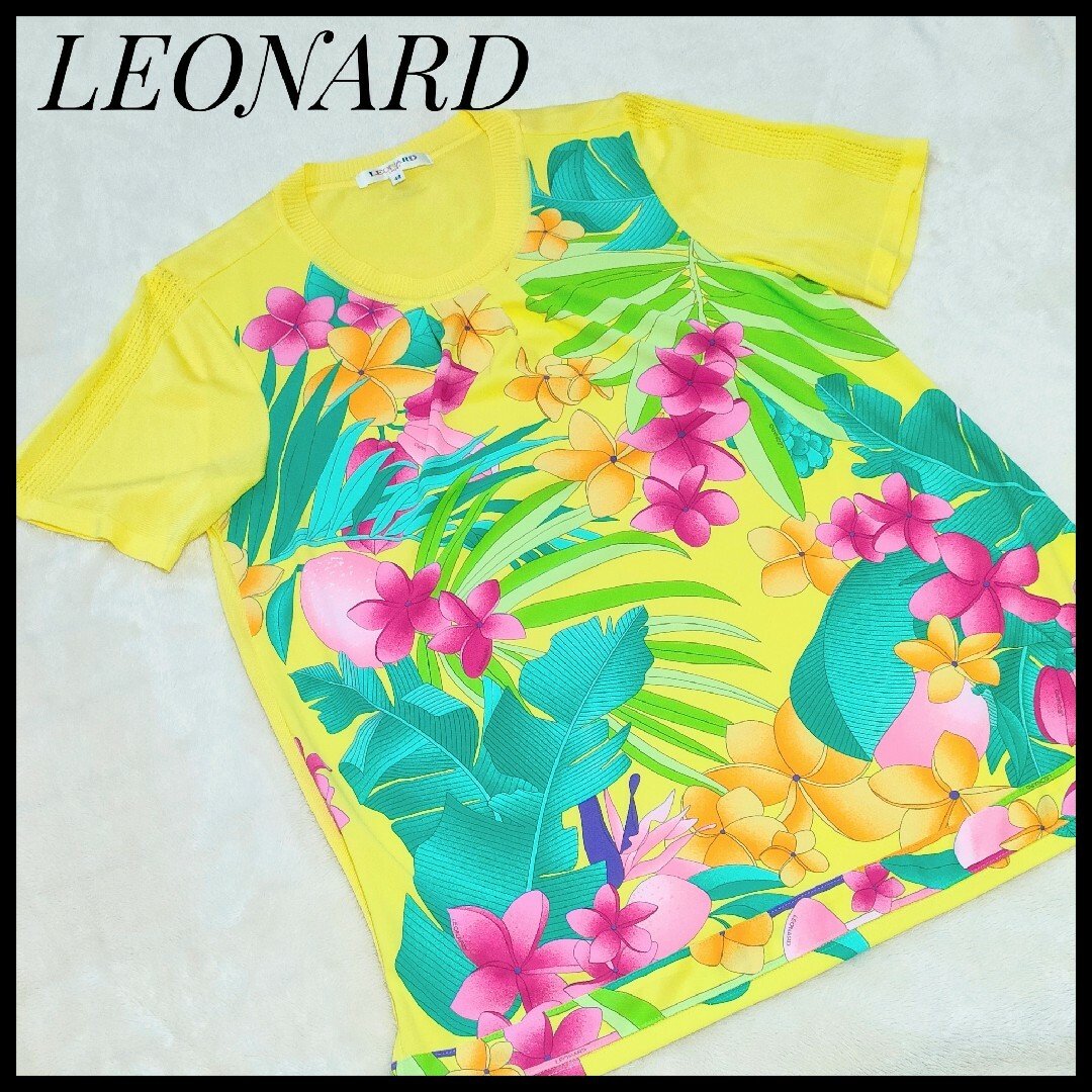 美品 LEONARD レオナール花柄 長袖Tシャツ M 希少✨LEONARD レオナール