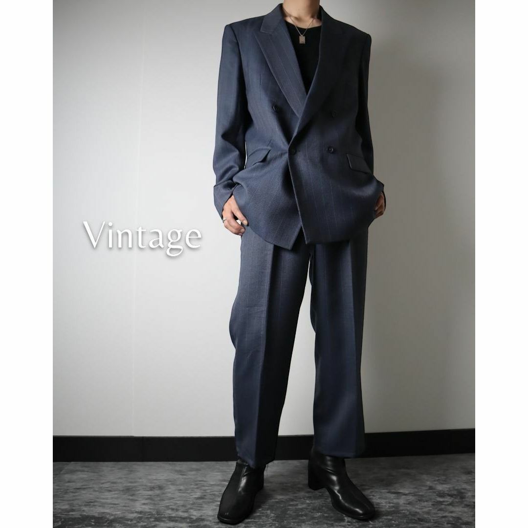 VINTAGE - 2ピースセットアップ ダブルスーツ ピンストライプ 2タック
