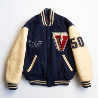 VAN Jacket - 良品◇KENT ケント◇袖革 レザー スタジャン ワッペン
