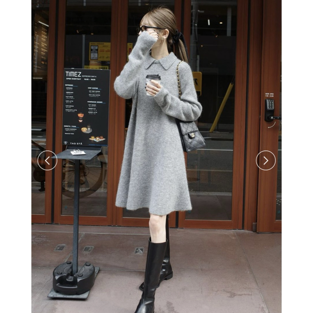 Mila Owen - 【ウサギオンライン限定】 MilaOwen 襟付きペプラムニット