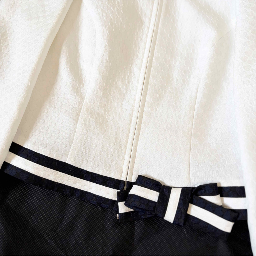 M'S GRACY - エムズグレイシー ハート柄 リボン ノーカラージャケット