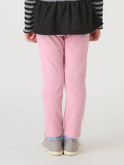 フラワー刺繍ストレッチカットツイルスリムパンツ（ストレートパンツ