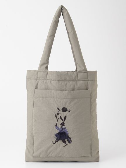 SUPER HAKKA×保坂優子 「散歩の時間」プリント+刺繍 中綿入りトート