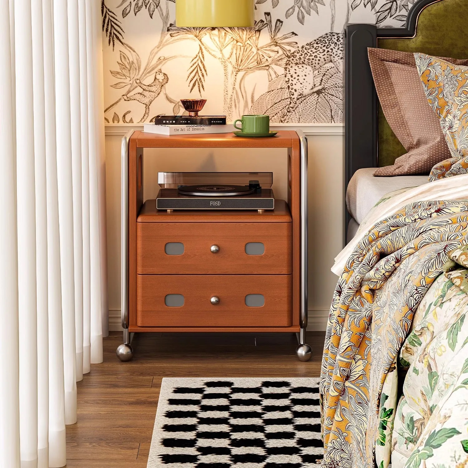 ヴィンテージ風ベッドサイドテーブル | 小ぶりでも存在感、懐かしさ