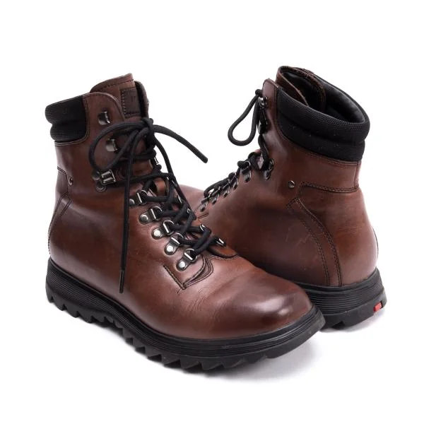 プラダスポーツPRADA SPORT カウレザートレッキングブーツ 茶7.5(27.5