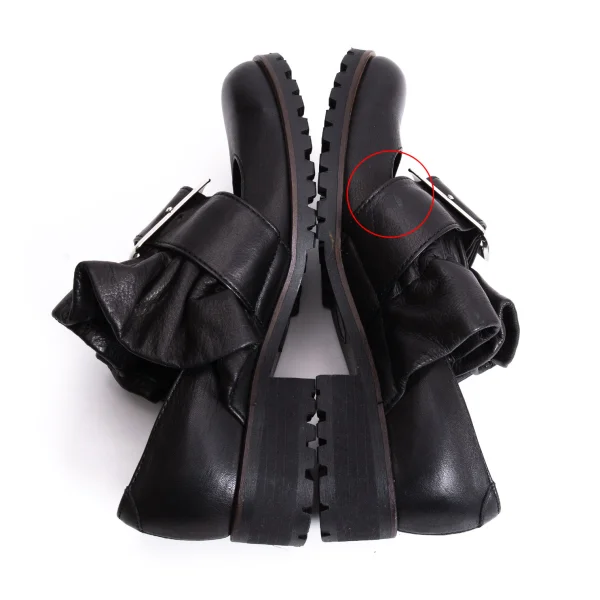 リミフゥLIMI feu フリルベルトデザインレザーシューズ 黒S(24cm位) (K