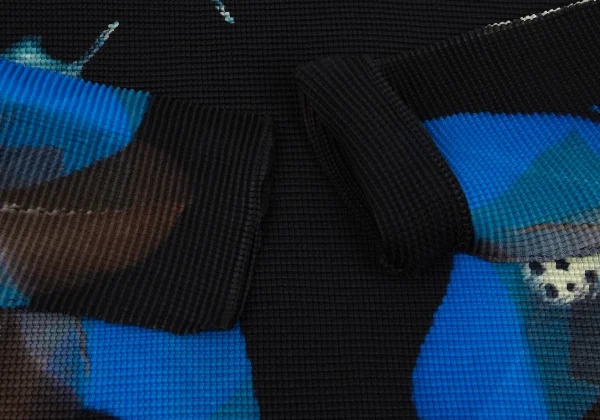 ISSEY MIYAKE me フェザープリントストレッチプリーツカットソー 黒他F