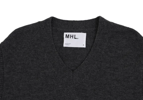 マーガレットハウエルMHL ウールVネックニットベスト 濃グレー2 (K-160772)