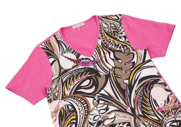 エミリオプッチEMILIO PUCCI フロントプッチ柄切替VネックTシャツ