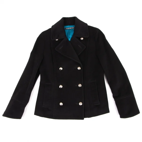 ヴィヴィアンタムVIVIENNE TAM アンゴラウールショート丈Pコート 黒0