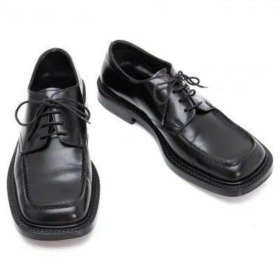 プラダPRADA スクエアトゥレザーシューズ 黒5 1/2(24.5cm位) (K-125904)