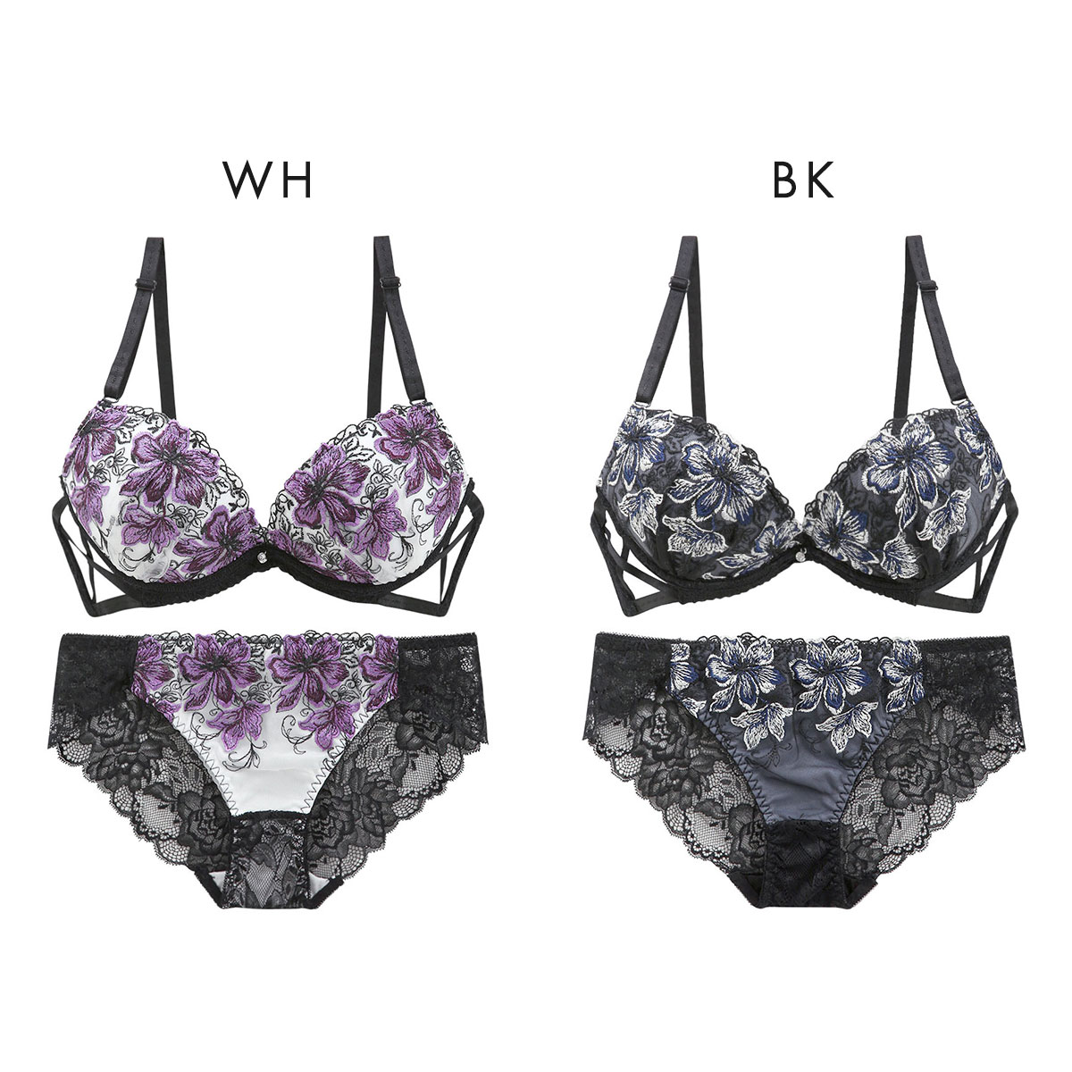 ピュアシェリ レーシーサイドクロス ブラセット ABCD ブラジャー