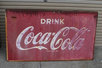 コカ・コーラ 特大ホーロー看板 （昭和レトロ・シャビー系の琺瑯