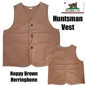 TCBJEANS TCBジーンズ ベスト Huntsman Vest Neppy Brown Herringbone