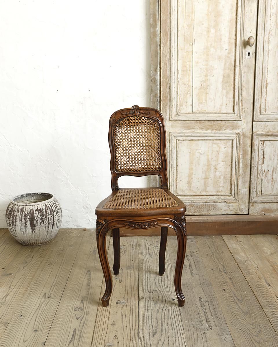 フランスアンティーク ラタンチェア.22 ダイニングチェア 籐編みチェア