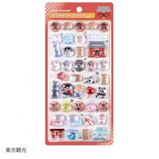 ネコポス対応】和柄・ボンボンドロップシール 東京観光 - クーリア