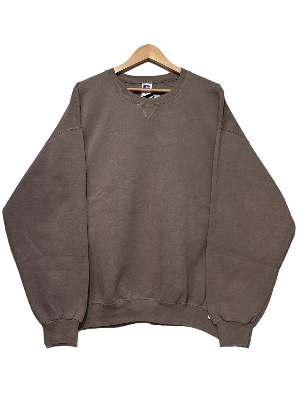 USA製 90s RUSSELL ATHLETIC Plain Sweatshirt 茶 XL ラッセル