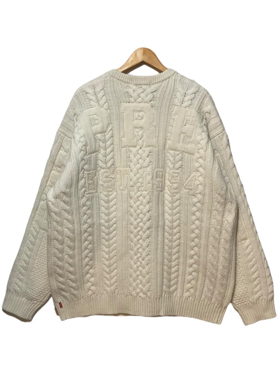 新品 23AW SUPREME Applique Cable Knit Sweater XL 白 シュプリーム