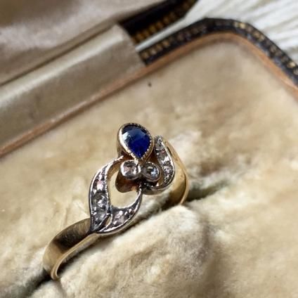 1900～30's Spphire Diamond Antique Ring （1900～30's サファイア
