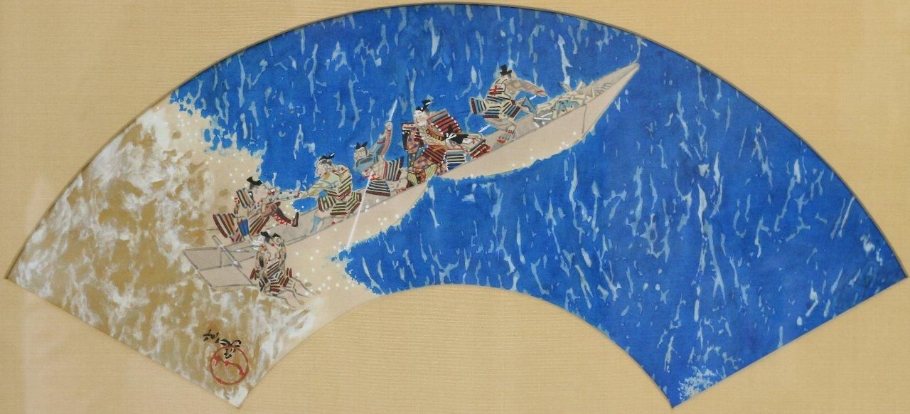 木版画 前田青邨 「扇面 武者」 商品番号35050903 - 絵のある暮らし