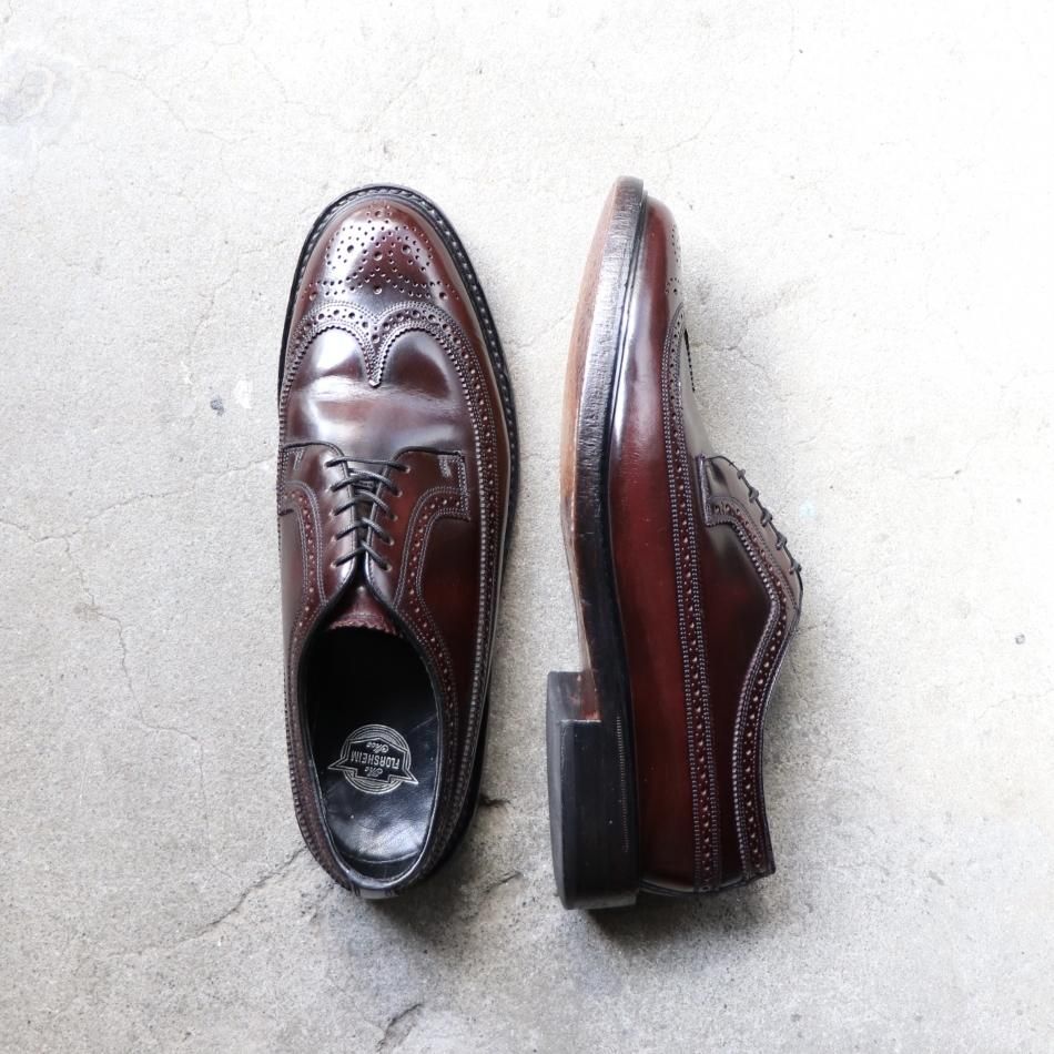 美品” FLORSHEIM（フローシャイム）ロングウイングチップシューズ US9