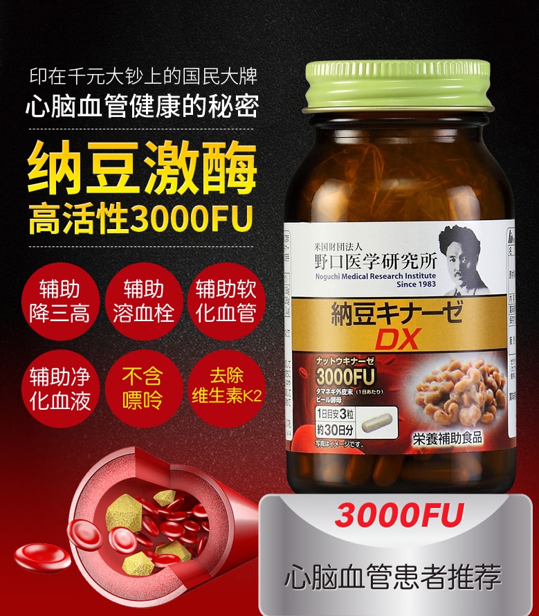 日本直送」野口医学研究所 NOGUCHI 納豆キナーゼEX 90粒 3000FU 栄養