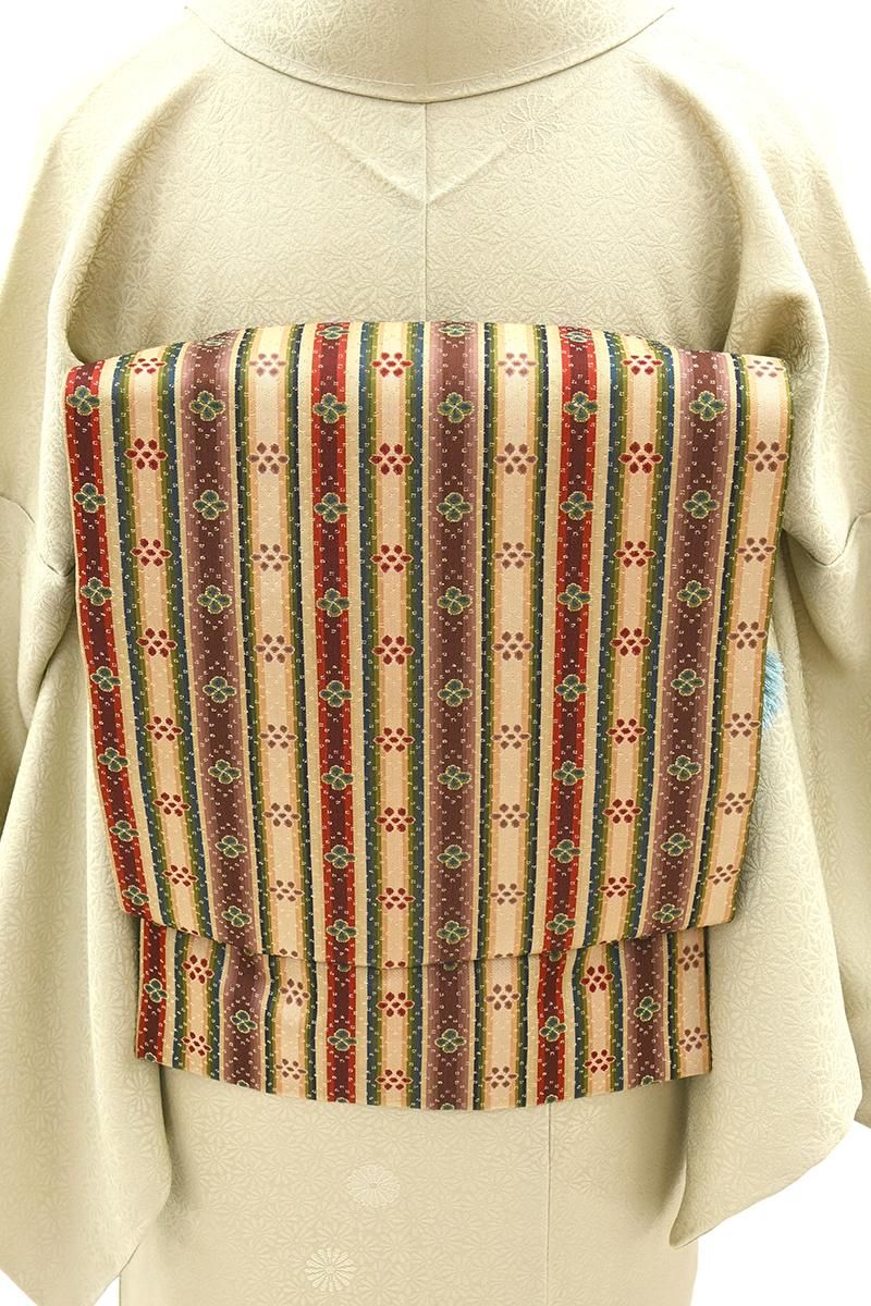 銀座【H-0865】西陣 龍村美術織物製 光波帯 桑染色 花文暈繝錦 - 銀座