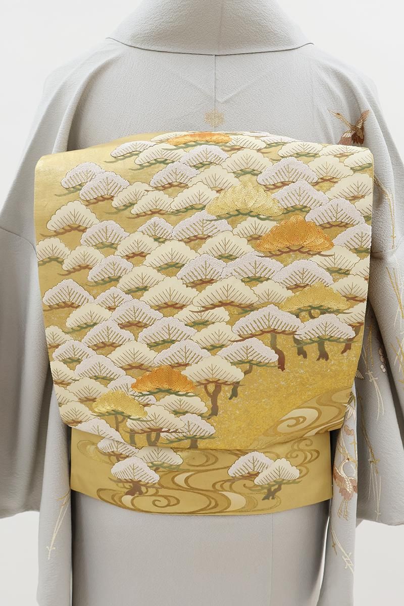 銀座【L-8618】袋帯 金色 流水に松の図 - 銀座きもの青木｜長く大切に