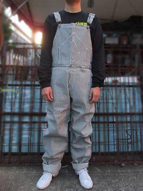 デッドストックヒッコリーストライプオーバーオールmade in USA- 夜型