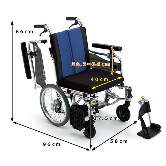 介助用車椅子BAL－10 背折れ・介助ブレーキ・肘掛け跳上げ・足台