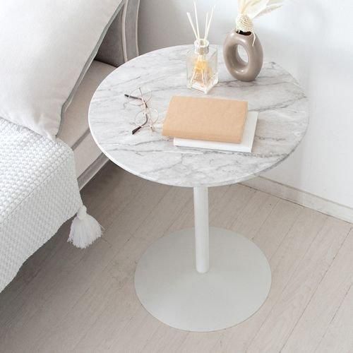 デザイナーズスタイル/大理石柄モダンサイドテーブルSN【PVC2カラー