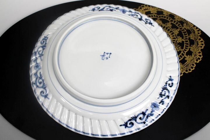 宮内庁御用窯】8.5号皿 青華双輪文/山本長左