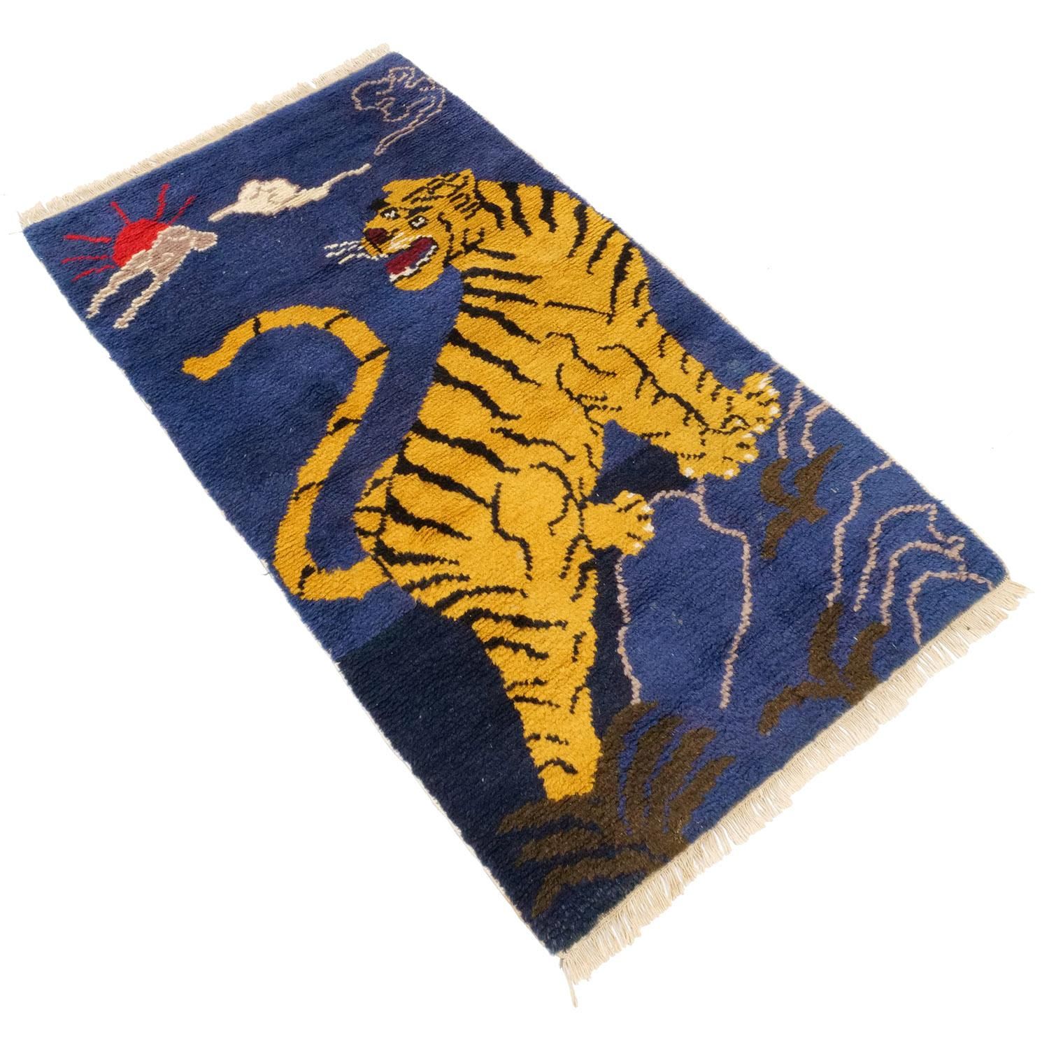 チベット 1940年代 ラグ | 手織りアンティーク - vintagecarpet