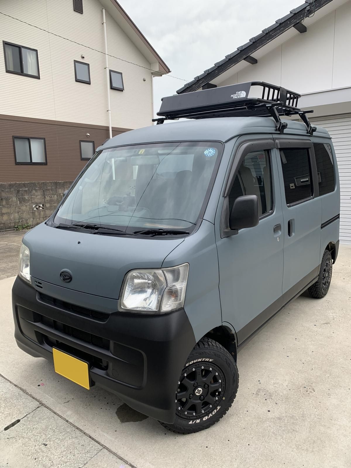 ダイハツ ハイゼットカーゴをイーグルブルーグレーで刷毛塗り全塗装