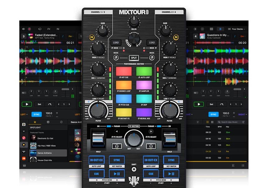 Reloop Mixtour Pro | djay Pro用の超ポータブル、オールインワン4
