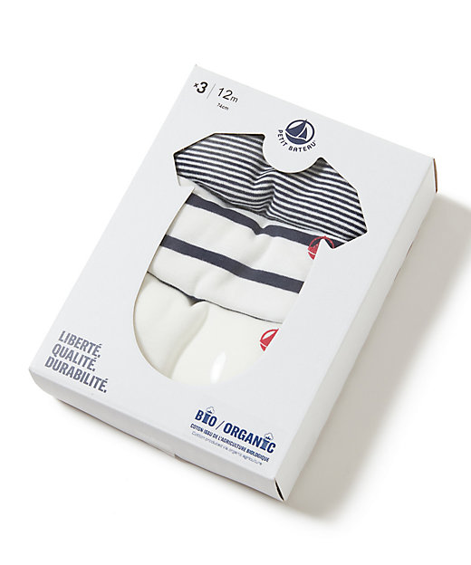 半袖ボディ3枚組 A01TC00 | PETIT BATEAU (Baby&Kids