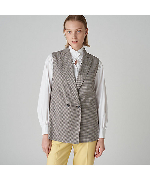 シルキーギンガムチェック ダブルブレストジレ | maison TOMORROWLAND