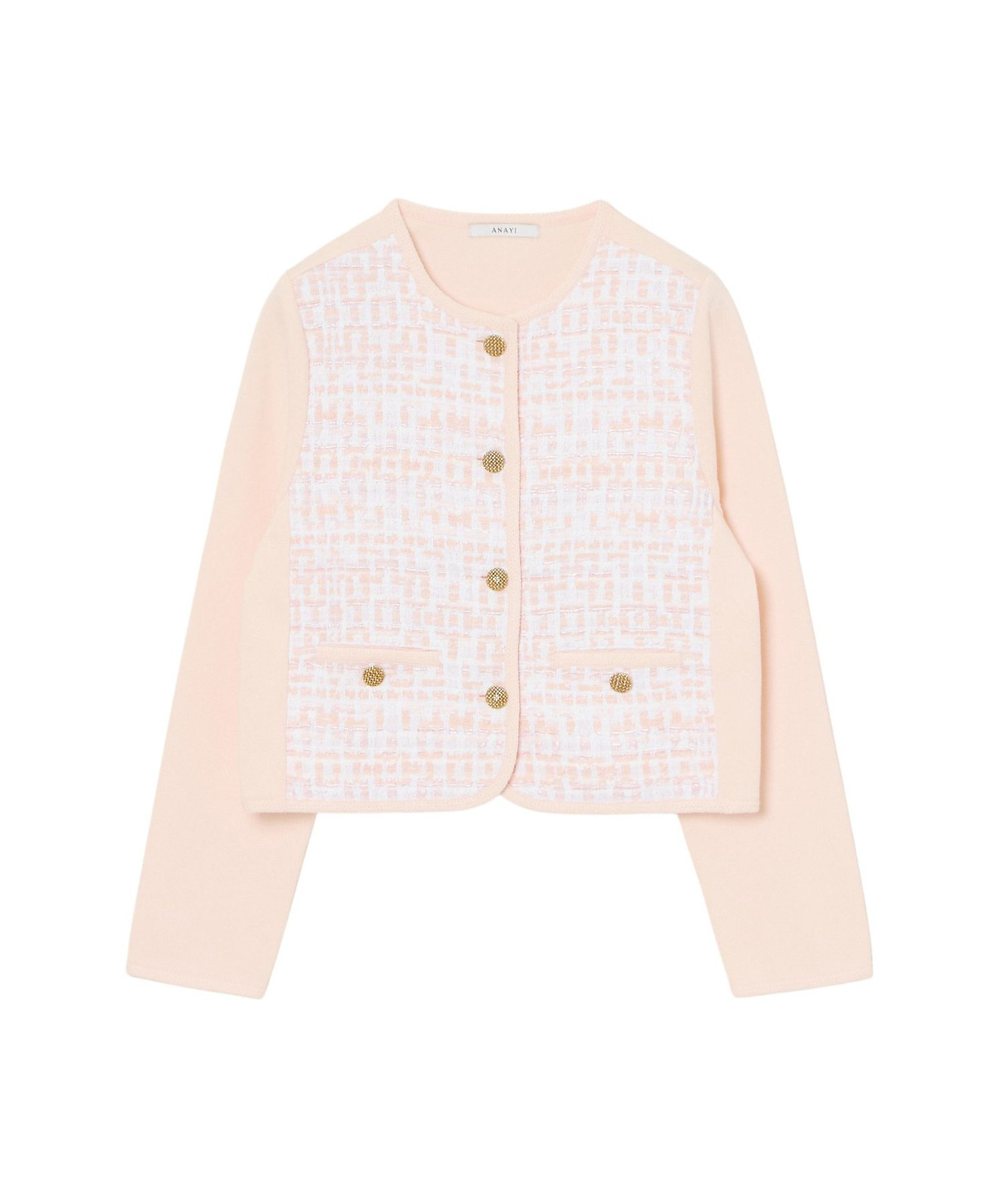 サーモンピンクツイードコンビ カーディガン | ANAYI/アナイ | 三越