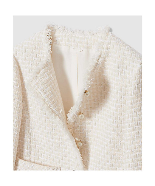 セットアップ対応商品】ソフトベージュツイードクルー ジャケット